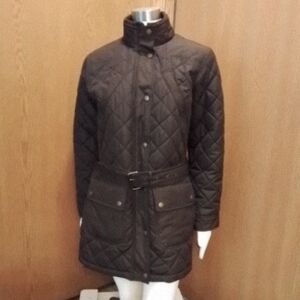 Lauren Ralph Lauren Dark Brown Fully-lined Quilted Coat, 1X.